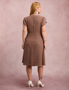 Vestido MidI Xadrez Com Ponteiras Marrom