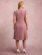 Vestido MidI Xadrez Com Ponteiras Rose