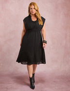 Vestido Midi Jacquard Preto