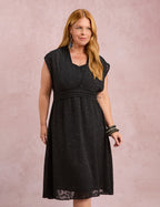 Vestido Midi Jacquard Preto