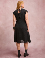 Vestido Midi Jacquard Preto