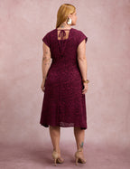 Vestido Midi Jacquard Vinho