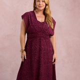 Vestido Midi Jacquard Vinho