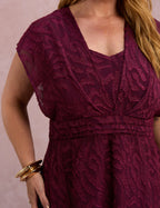 Vestido Midi Jacquard Vinho