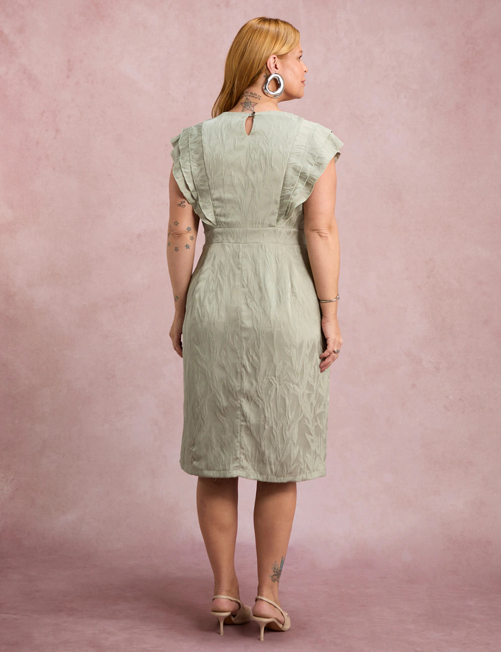 Vestido Midi Com Babados Verde