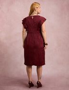 Vestido Midi Com Babados Vinho