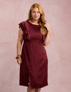 Vestido Midi Com Babados Vinho