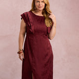 Vestido Midi Com Babados Vinho