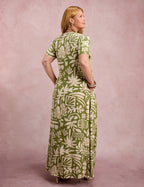Vestido Longo Estampado Com Bolso Verde