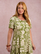 Vestido Longo Estampado Com Bolso Verde