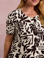 Vestido Longo Estampado Com Bolso Off-White
