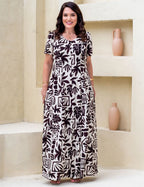 Vestido Longo Estampado Com Bolso Off-White