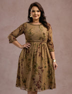 Vestido Midi Flocado Com Trança Musgo