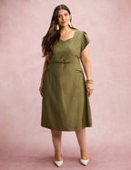 Vestido Midi Com Detalhe Cordinha Verde