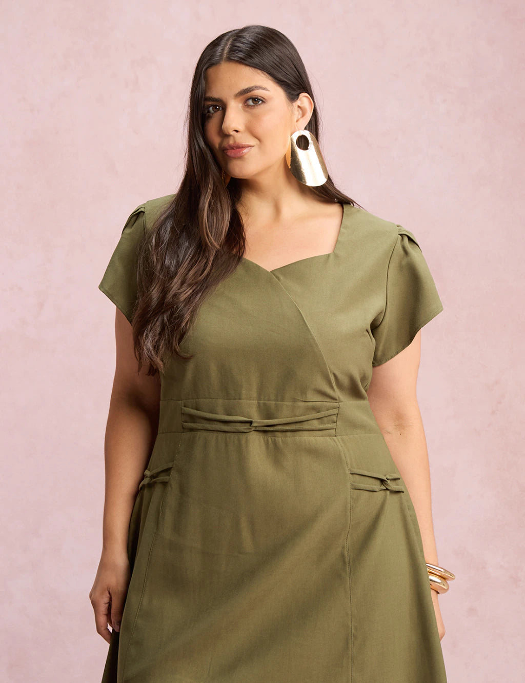 Vestido Midi Com Detalhe Cordinha Verde