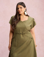 Vestido Midi Com Detalhe Cordinha Verde