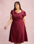Vestido Midi Com Detalhe Cordinha Vinho