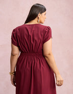 Vestido Midi Com Detalhe Cordinha Vinho