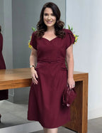 Vestido Midi Com Detalhe Cordinha Vinho