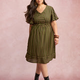 Vestido Midi Listrado Verde