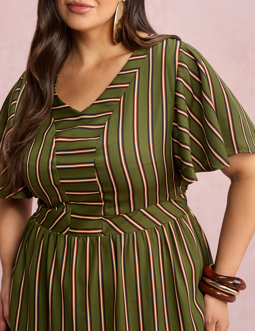 Vestido Midi Listrado Verde