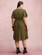 Vestido Midi Listrado Verde