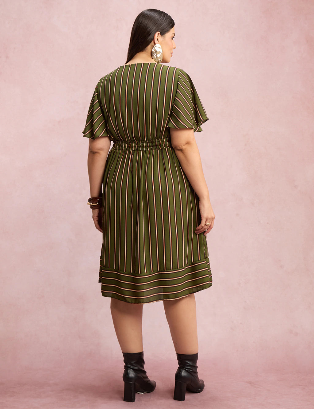 Vestido Midi Listrado Verde