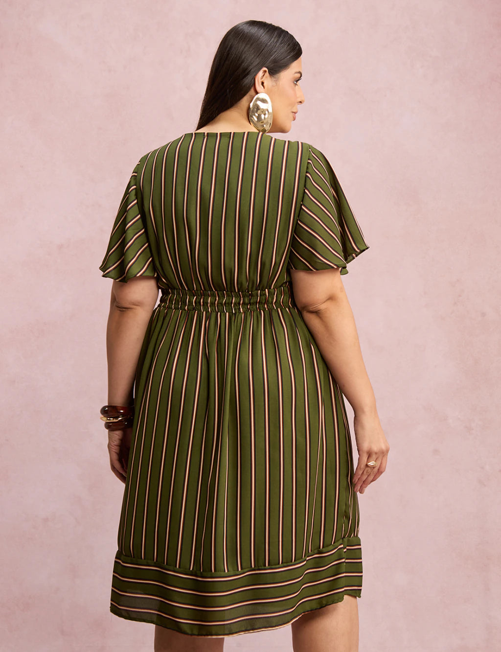Vestido Midi Listrado Verde