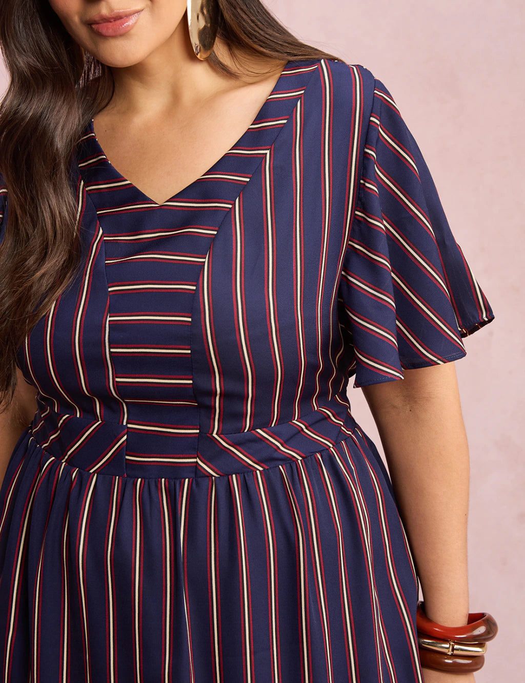 Vestido Midi Listrado Marinho