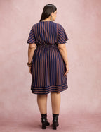 Vestido Midi Listrado Marinho