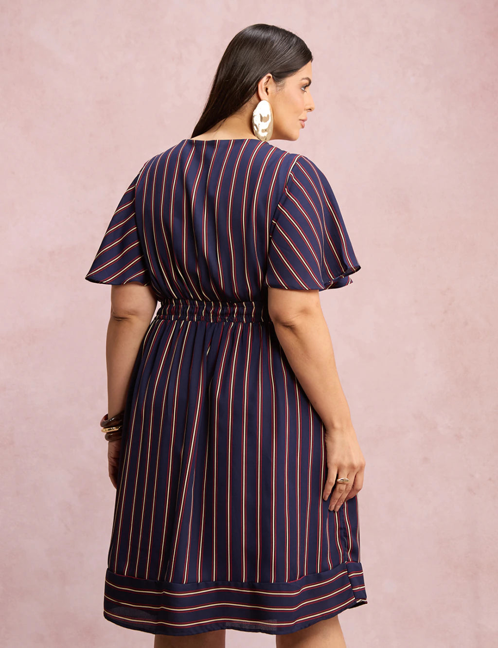 Vestido Midi Listrado Marinho