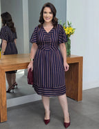Vestido Midi Listrado Marinho