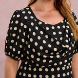 Vestido Longo Poá Gola Boba Preto