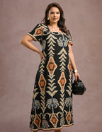 Vestido Longo Estampado Preto