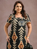 Vestido Longo Estampado Preto
