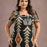Vestido Longo Estampado Preto