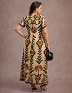 Vestido Longo Estampado Bege