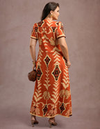 Vestido Longo Estampado Terra