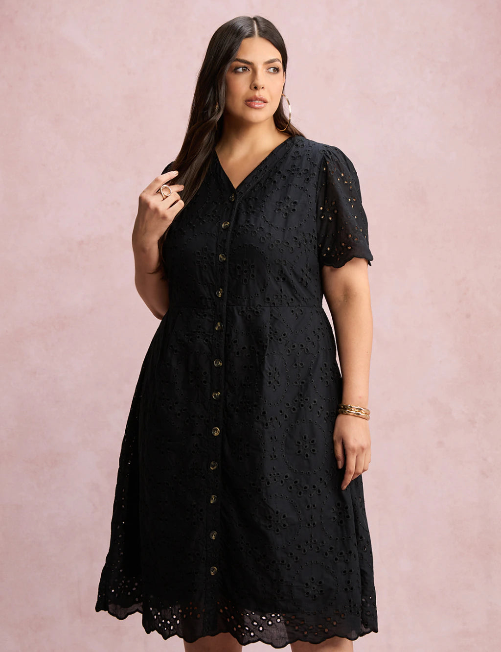 Vestido Lasie Com Botões Preto