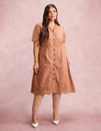 Vestido Lasie Com Botões Marrom