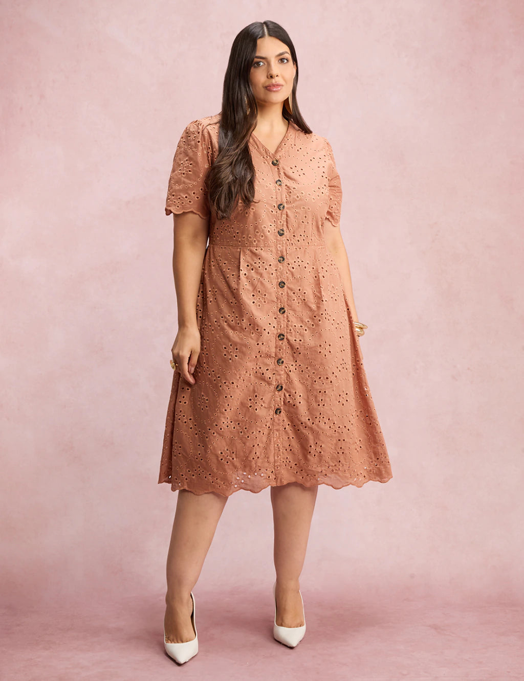 Vestido Lasie Com Botões Marrom
