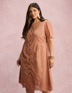 Vestido Lasie Com Botões Marrom