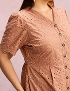 Vestido Lasie Com Botões Marrom