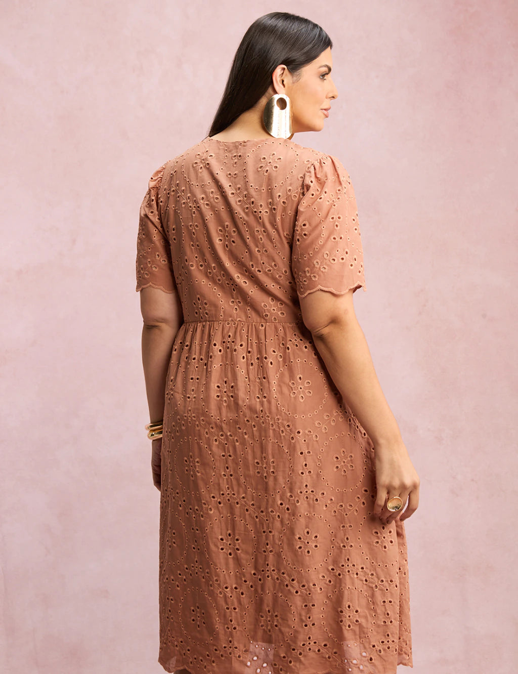 Vestido Lasie Com Botões Marrom