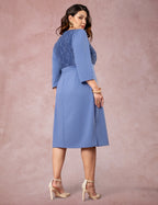 Vestido Midi Pontoroma Com Renda Azul
