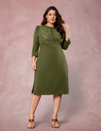 Vestido Midi Pontoroma Com Renda Musgo