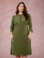 Vestido Midi Pontoroma Com Renda Musgo
