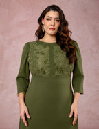 Vestido Midi Pontoroma Com Renda Musgo