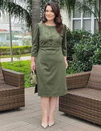 Vestido Midi Pontoroma Com Renda Musgo