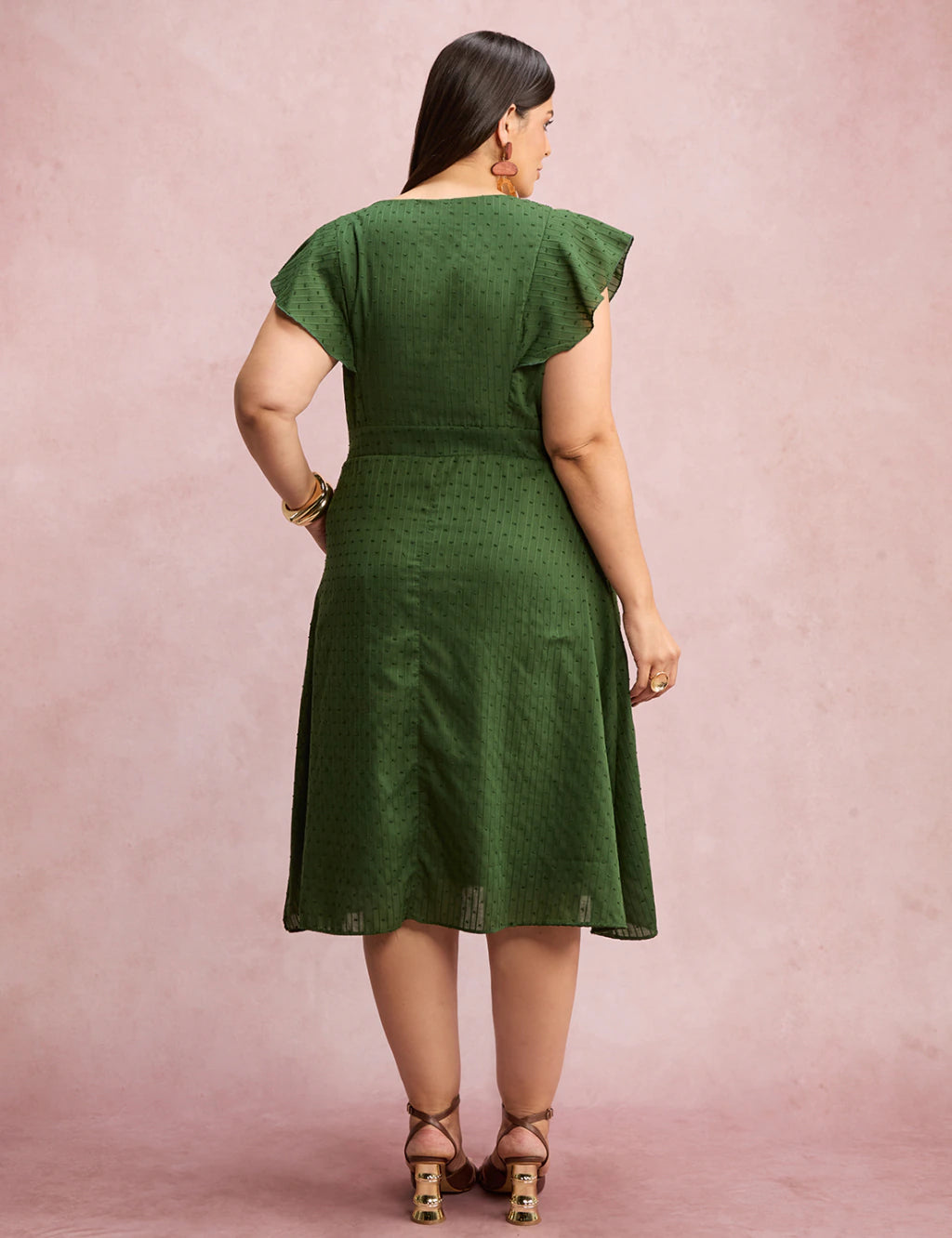 Vestido Mid Com Textura Pipoquinha Verde